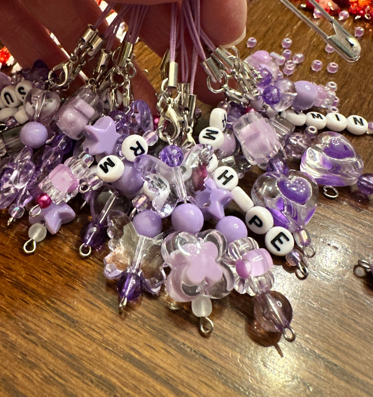 BTS Concert Freebies Pack - 'BIAS' Bling Purple ARMY Bomb Charms (Pack of 15)
