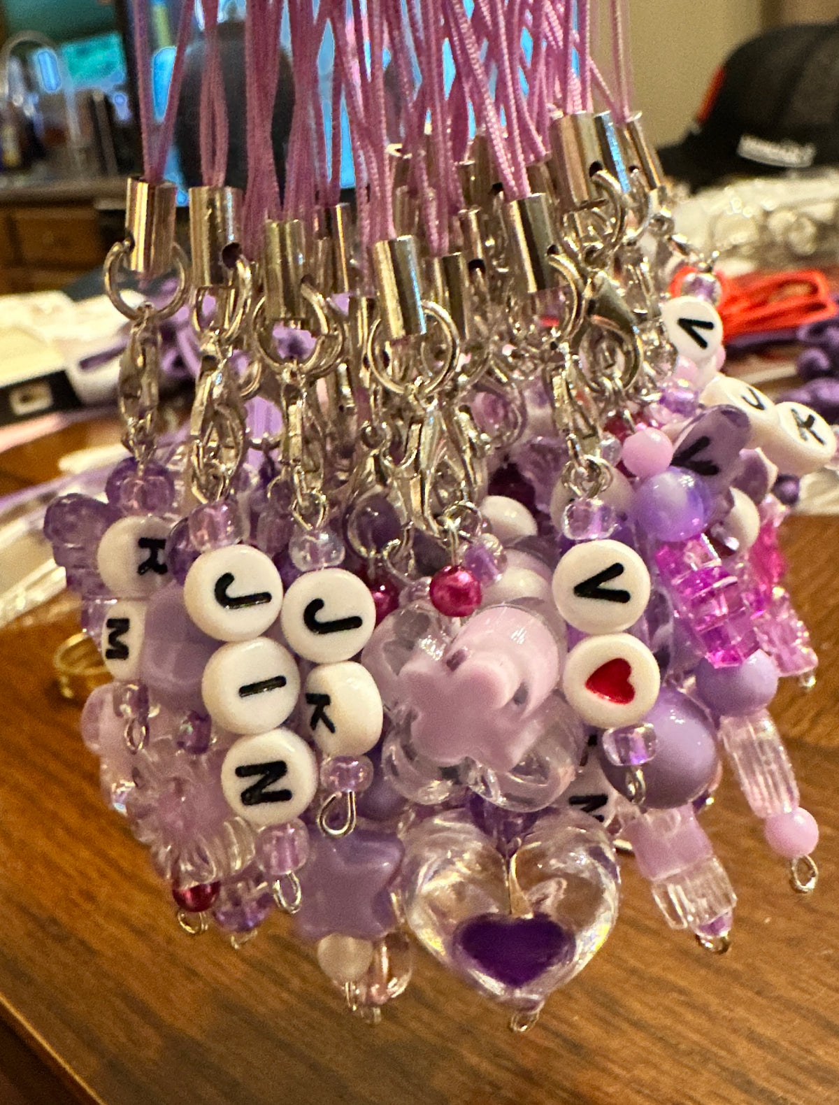 BTS Concert Freebies Pack - 'BIAS' Bling Purple ARMY Bomb Charms (Pack of 15)