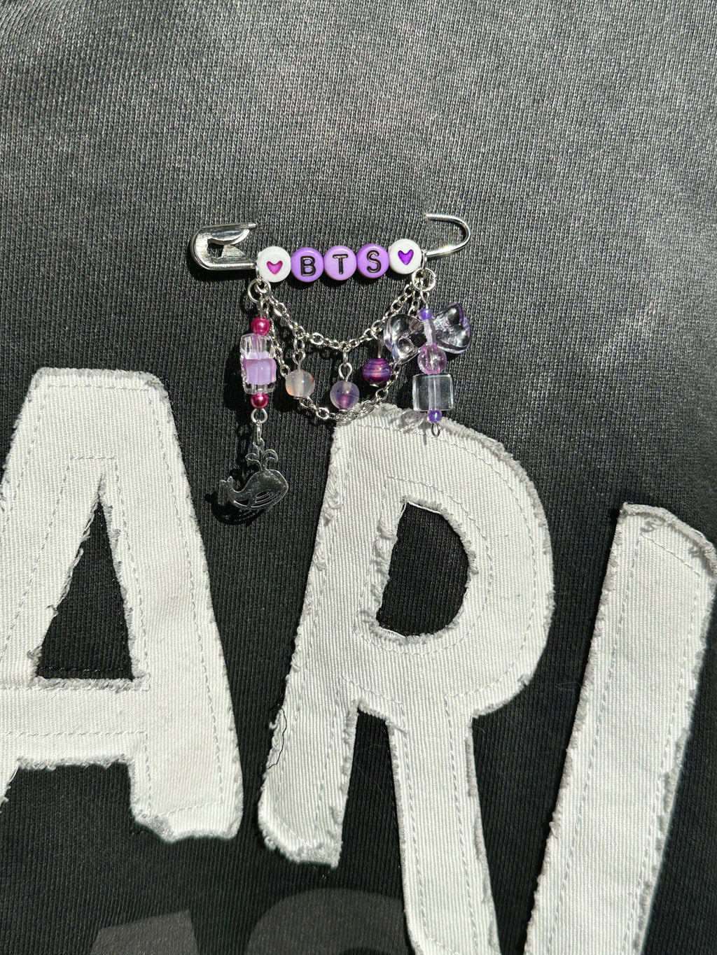 BTS Beaded Letter Brooch with Charm