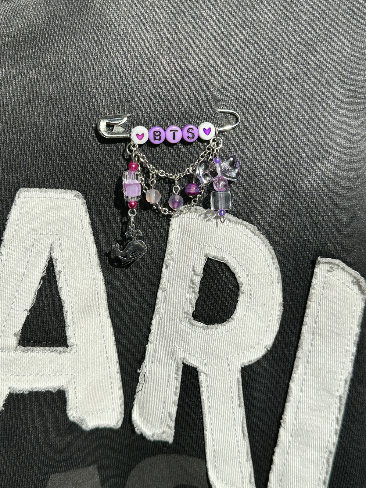 BTS Beaded Letter Brooch with Charm