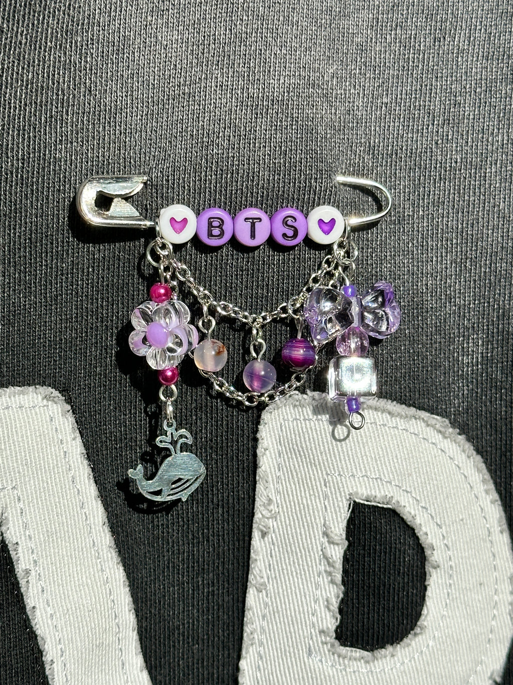 BTS Beaded Letter Brooch with Charm