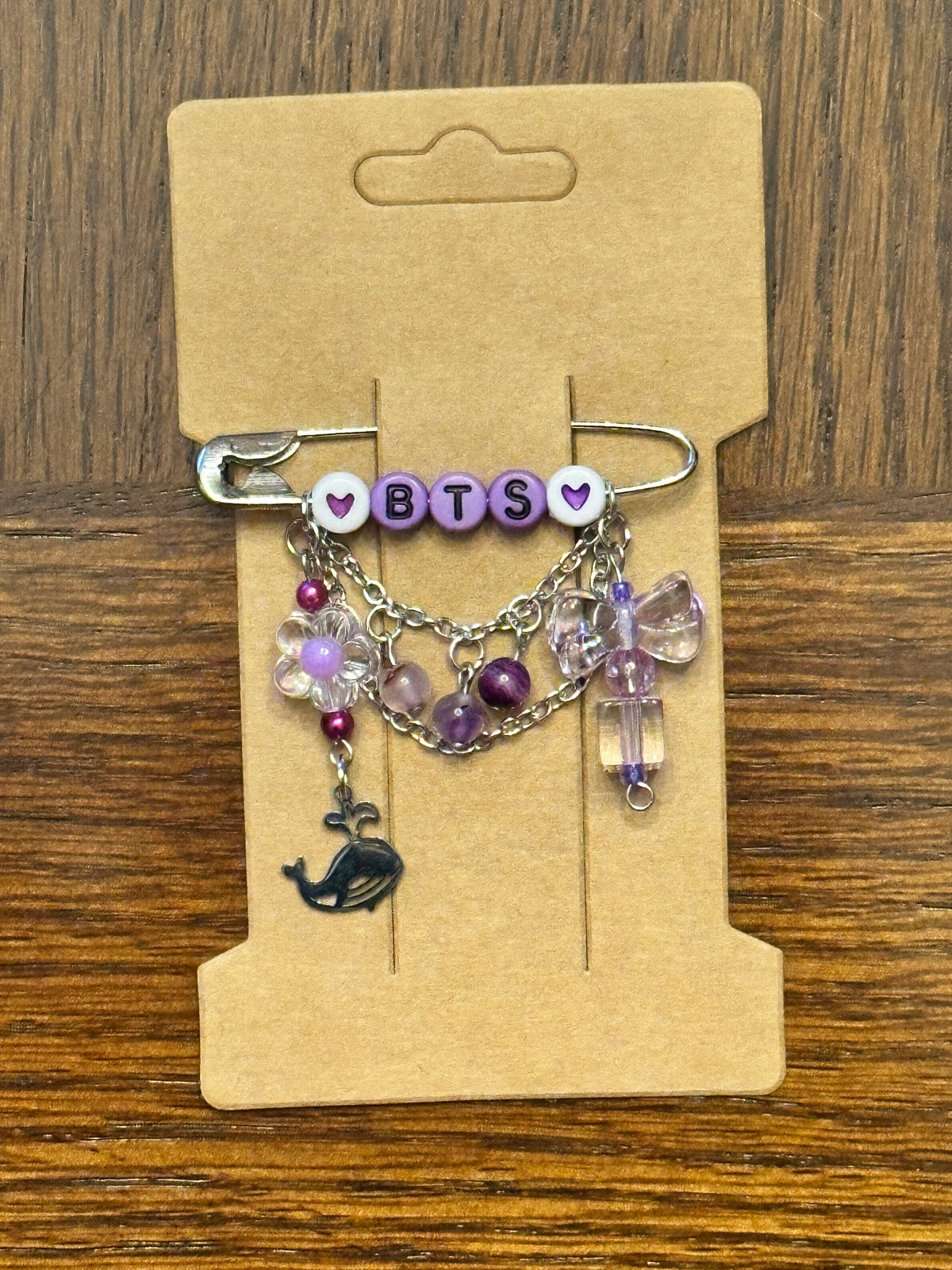 BTS Beaded Letter Brooch with Charm